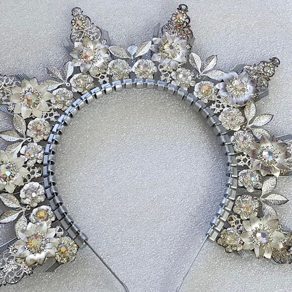 Silver Halo Crown Headband Goddess Headpiece - Picture 2 of 4
